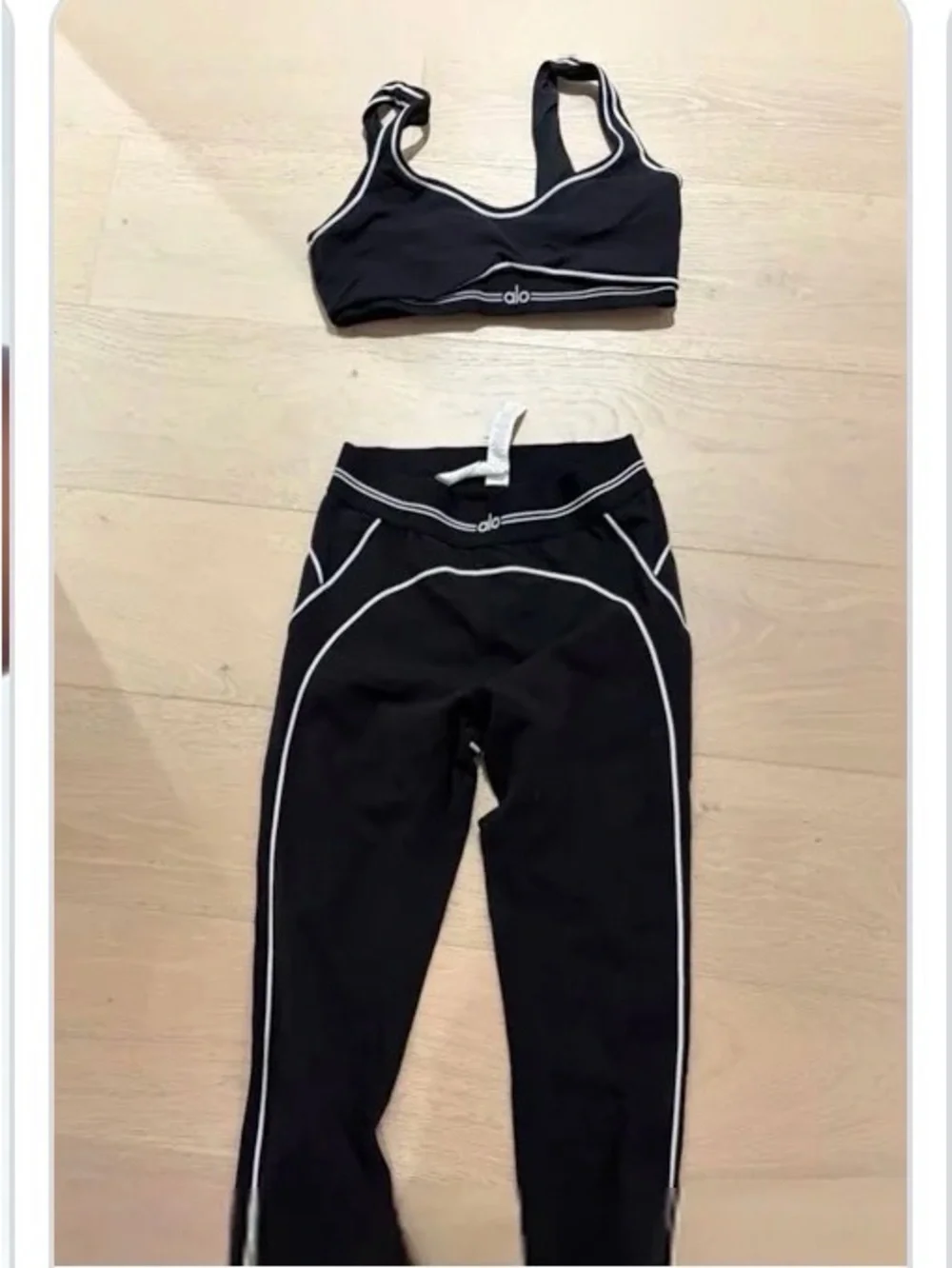 ALO Yoga Black Sports Bralette and High-Waist Leggings Set